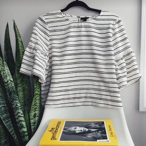 Who What Wear Striped Bell Sleeve Top